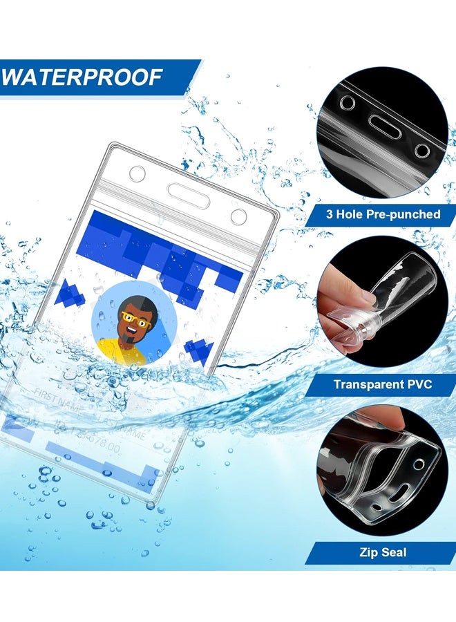 10 Sets Lanyards for Id Badges and Clear Plastic Vertical Name Badge ID Card Holders, Waterproof Resealable Name Tag Badge ID Card Holders - Image 3